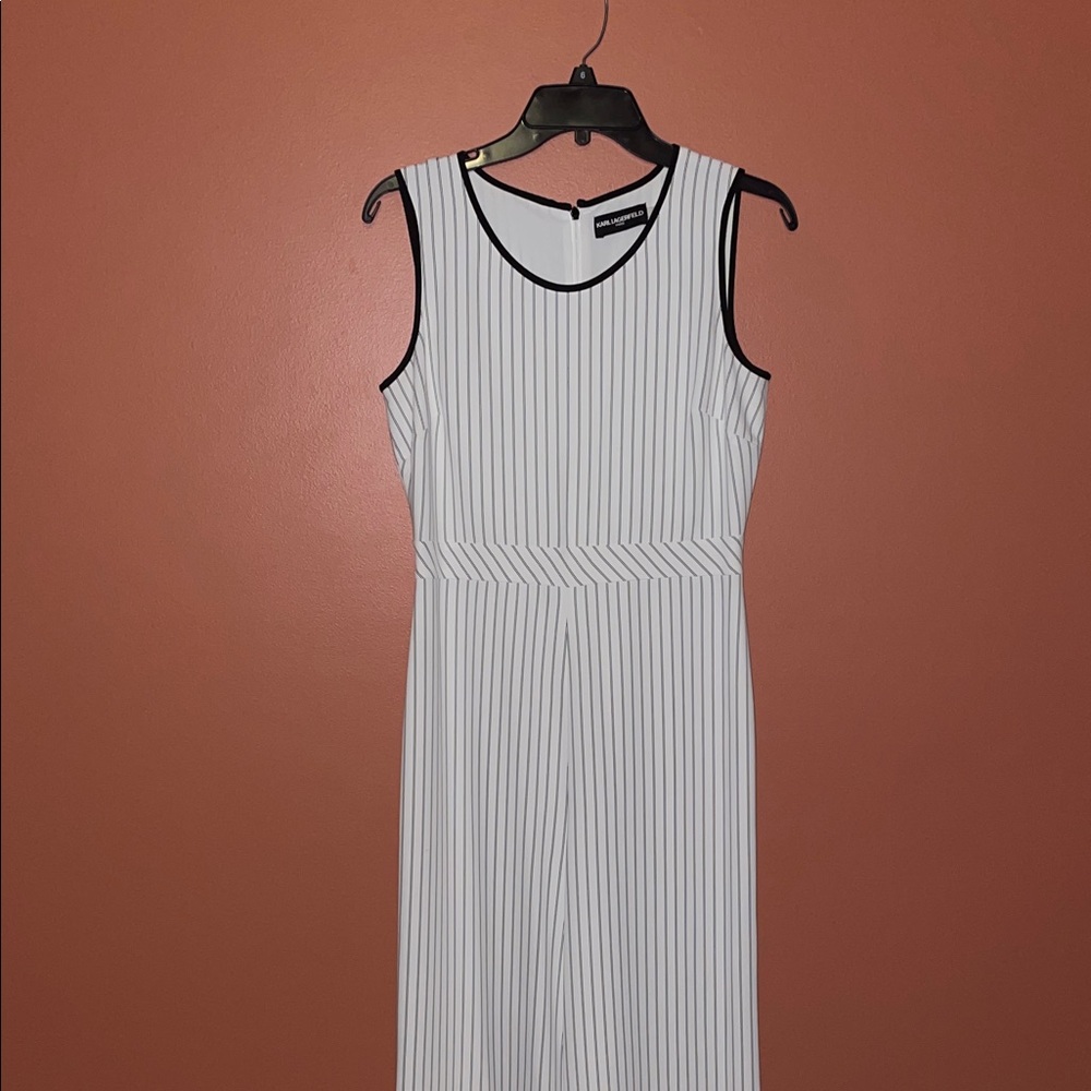 Karl Lagerfeld Black and White Striped Maxi Dress
